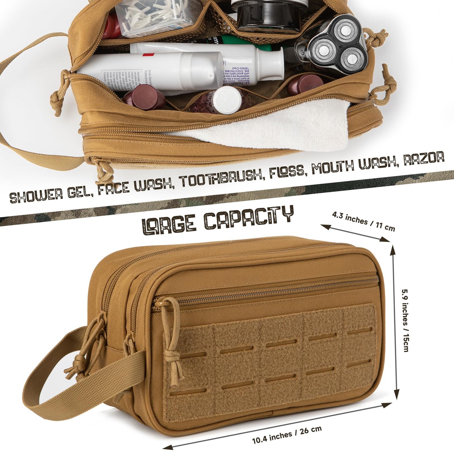 QT&QY Tactical Toiletry Bag For Men Hygiene Bag EDC Military Tool Molle Pouches Small Dopp Kit Mens Shaving Kit Travel shower Bags