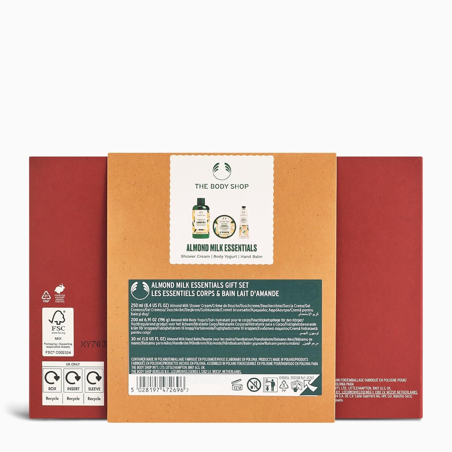 The Body Shop Almond Milk Essentials Set - Shower Cream, Hand Balm & Body Yogurt for Dry Skin | Vegan