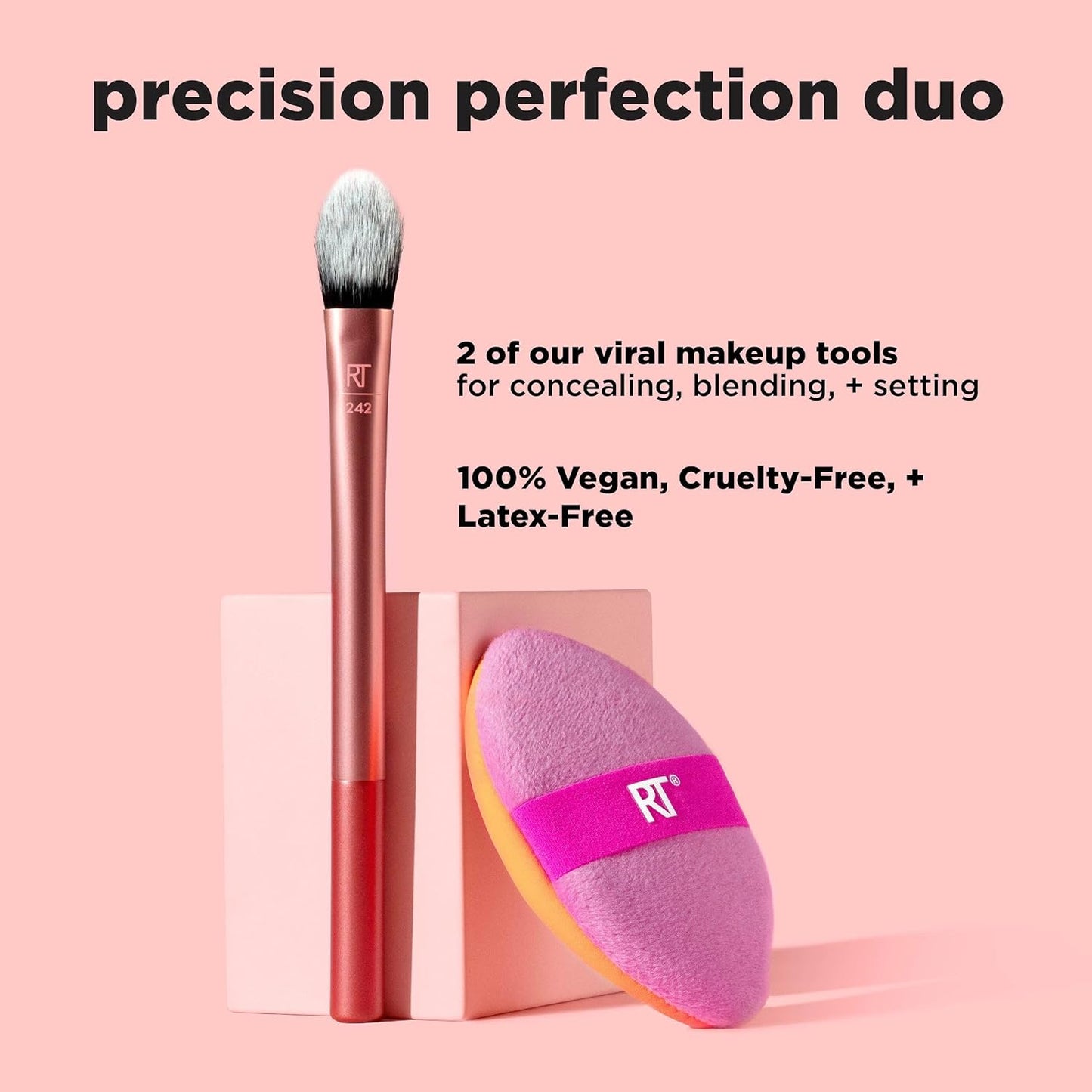 Real Techniques Expert Concealer Brush, Conceal Under Eyes & Cover Blemishes, Makeup Brush For Blending Liquid & Cream Concealer, Brighten Dark Circles, Cruelty-Free, Soft Bristles, 1 Count