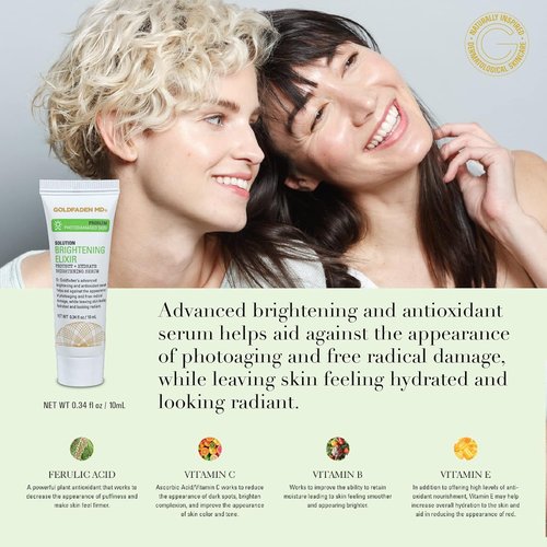Goldfaden MD Brightening Elixir - Vitamin C Serum with Ferulic Acid & Vitamin E | Hydrates Skin & Reduces Photoaging | Trial Size 0.34 Fl Oz