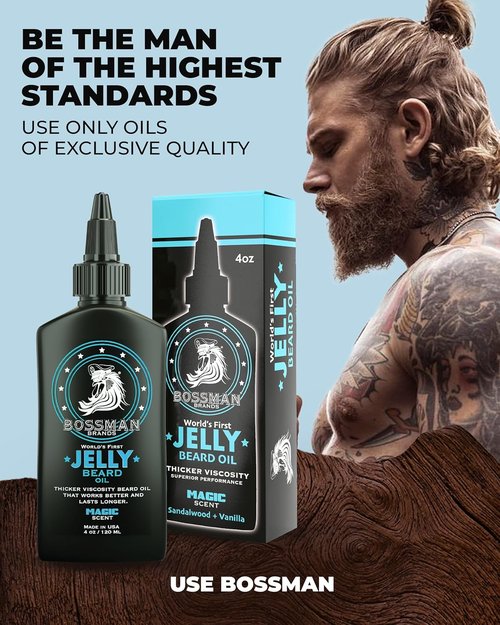 Bossman Jelly Beard Oil - Magic Scent for Men | Softens, Moisturizes & Conditions (4 oz)