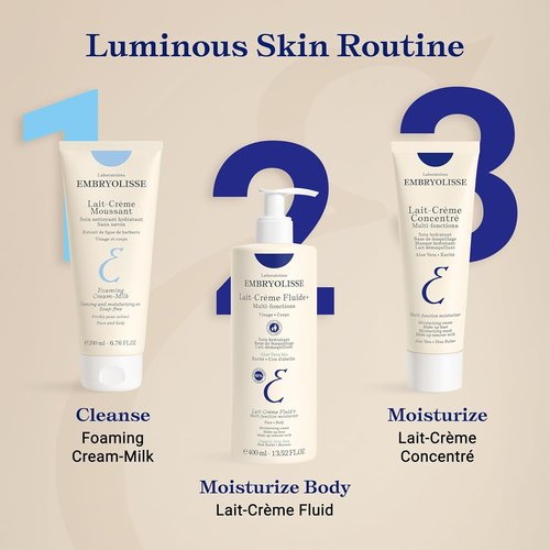 Embryolisse Foaming Cream Milk - Hydrating Soap-Free Cleanser for Face & Body | Vegan, 6.76 Fl Oz