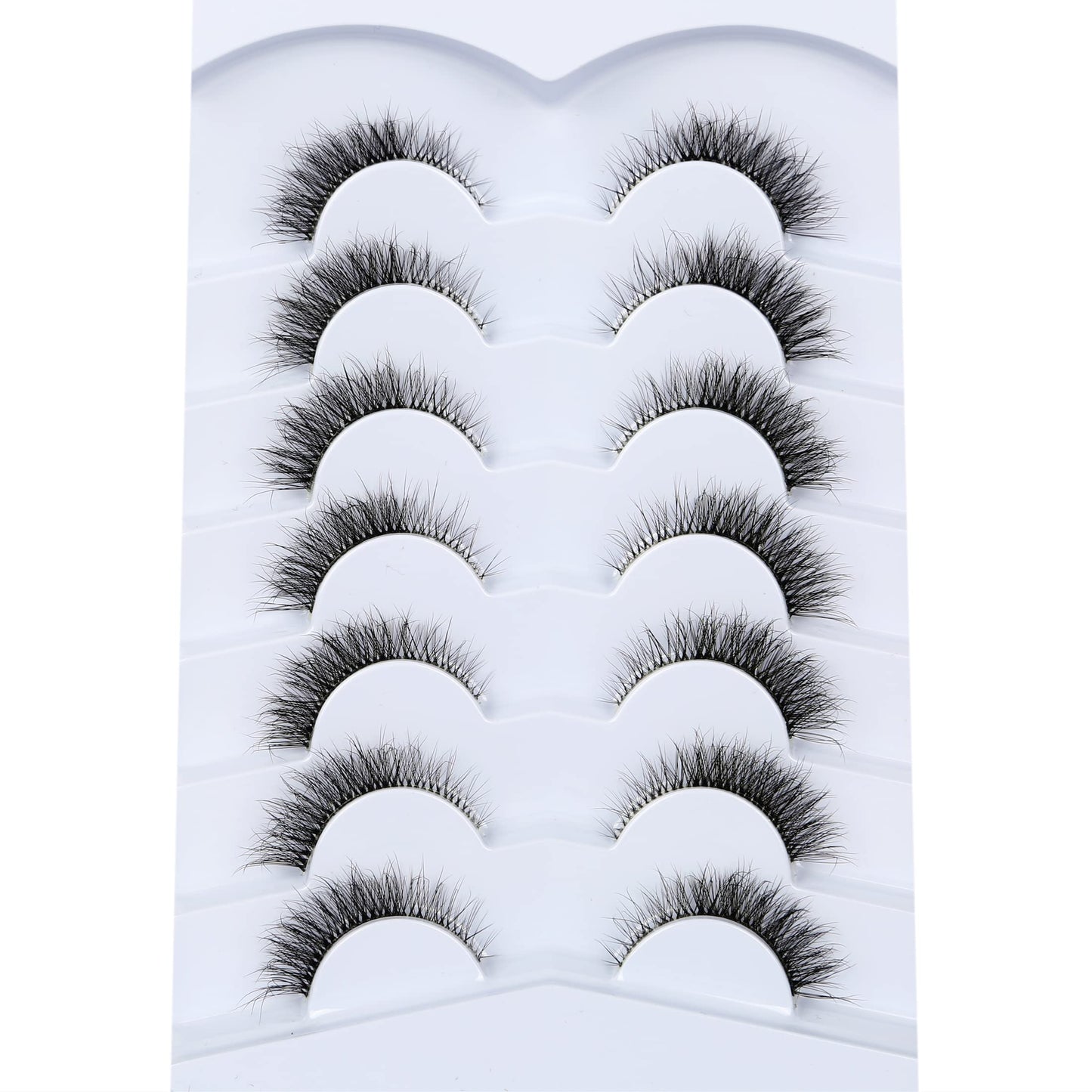 Pooplunch False Eyelashes Cat Eye Look Natural Short Lashes Wispy Clear Band Extension Volume Fluffy Fake Eyelashes Faux Mink Lash Strips 7 Pairs Multipack