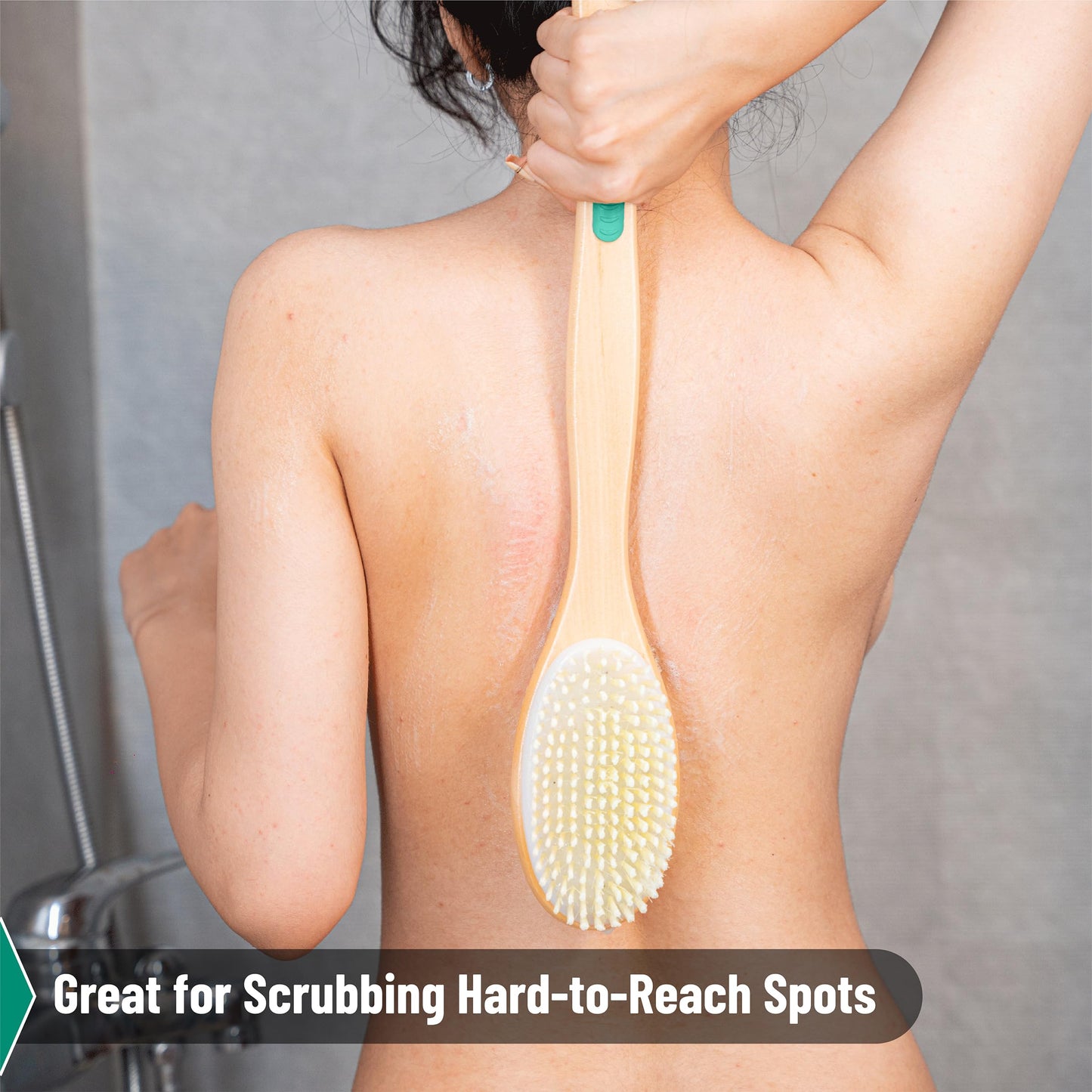 Slick- Shower Brush, Double Sided Shower Brush, Back Scrubber, Bath Brush, Back Brush, Back Brush Long Handle for Shower, Shower Brushes for Your Back, Bath Brush Long Handle for Shower
