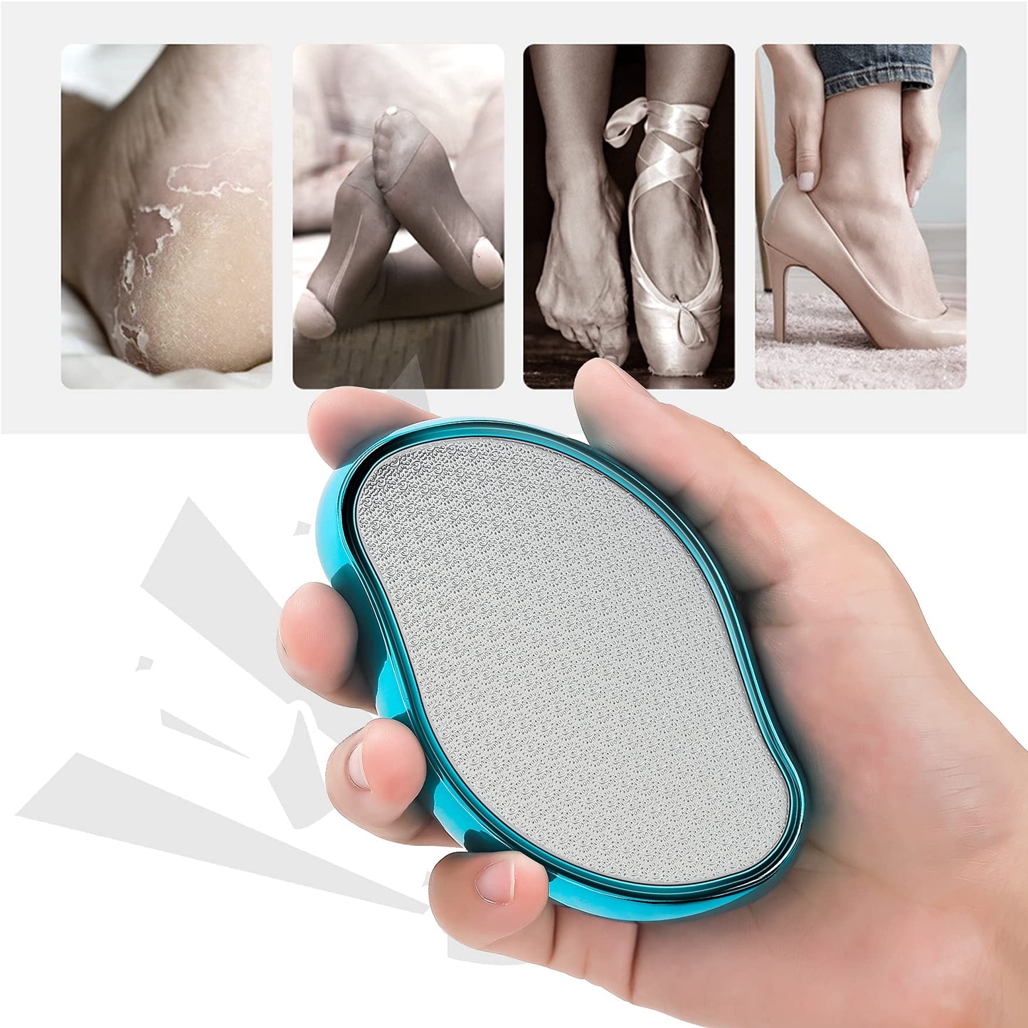 BEZOX Glass Foot File, Foot Scrubber for Dead Skin, Pedicure File Callus Remover for Wet and Dry Feet, Portable Nano Crystal Pumice Stone for Cracked Heel - Shinning Blue