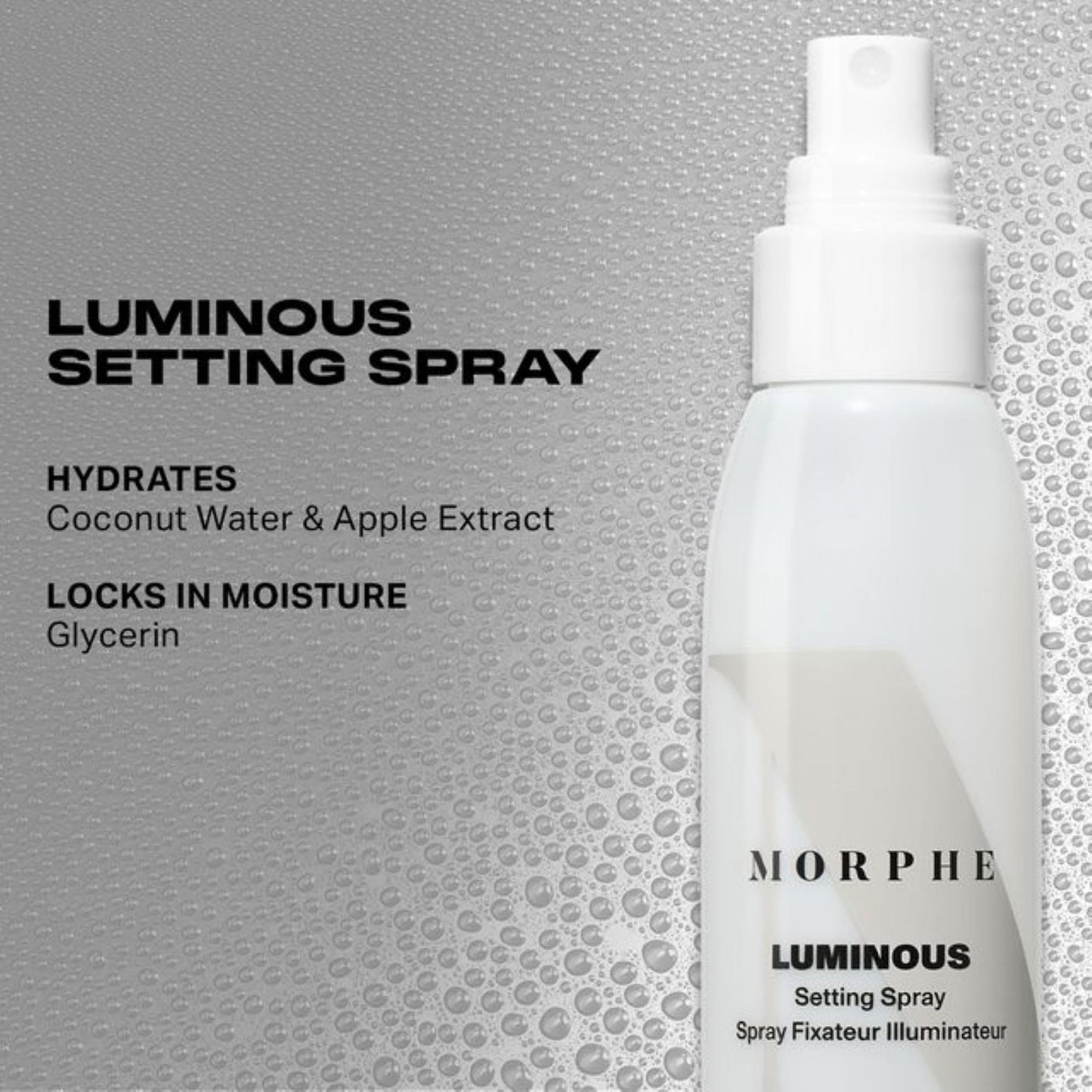 Morphe Luminous Setting Spray - Hydrating Setting Spray for Makeup - Facial Mist Enriched with Coconut Water, Apple Extract & Glycerin for a Fresh, Healthy Glow (4 fl oz)