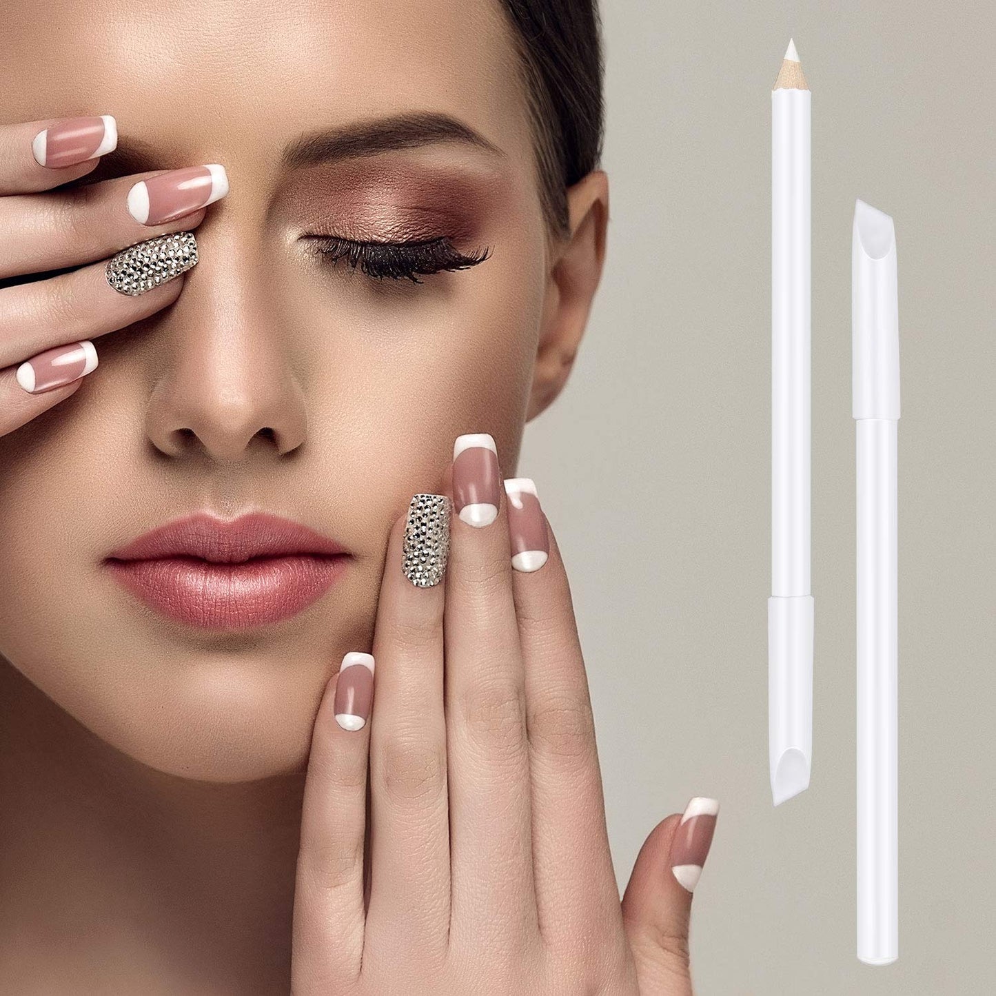 Blulu 2-in-1 Nail Whitening Pencil Set - 3 Pieces with Cuticle Pusher for DIY French Manicure