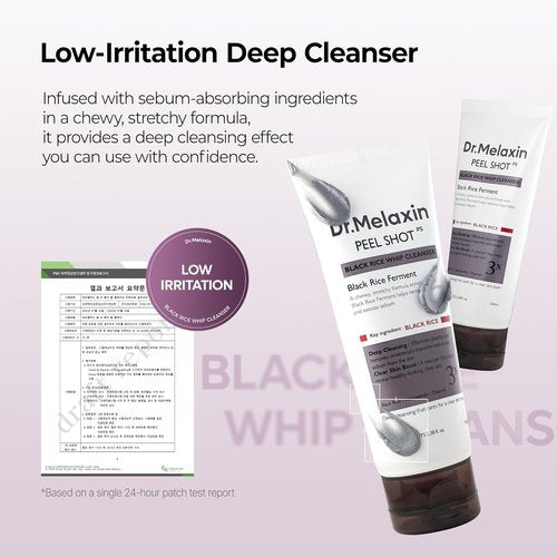 Dr. Melaxin Black Rice Mochi Whip Cleanser - 100ml for Blackheads, Clogged Pores & Dull Skin