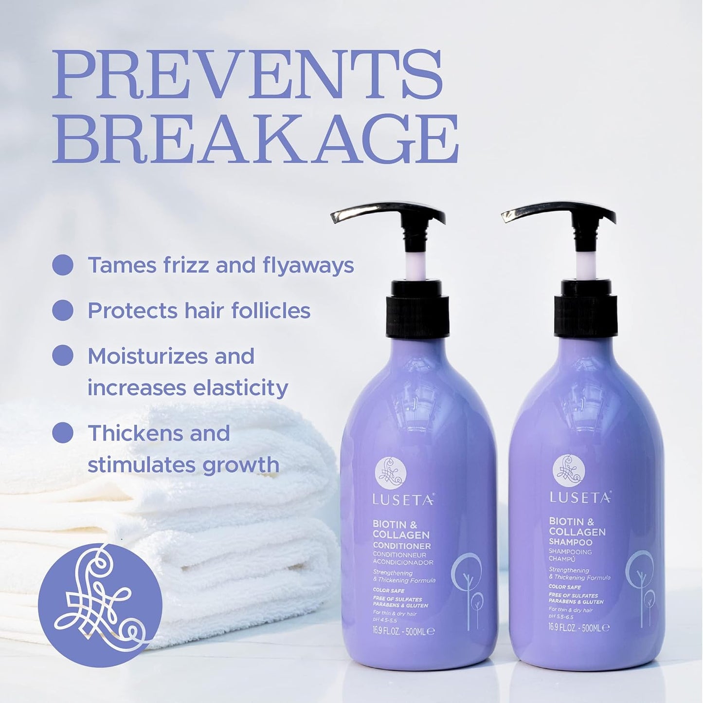 Luseta Hyaluronic Acid Moisturizing Shampoo & Conditioner Set for Dry and Damaged Hair, Sulfate Free Shampoo and Conditioner for Women Infused with Argan Oil and Shea Butter Paraben-Free2 x 16.9oz