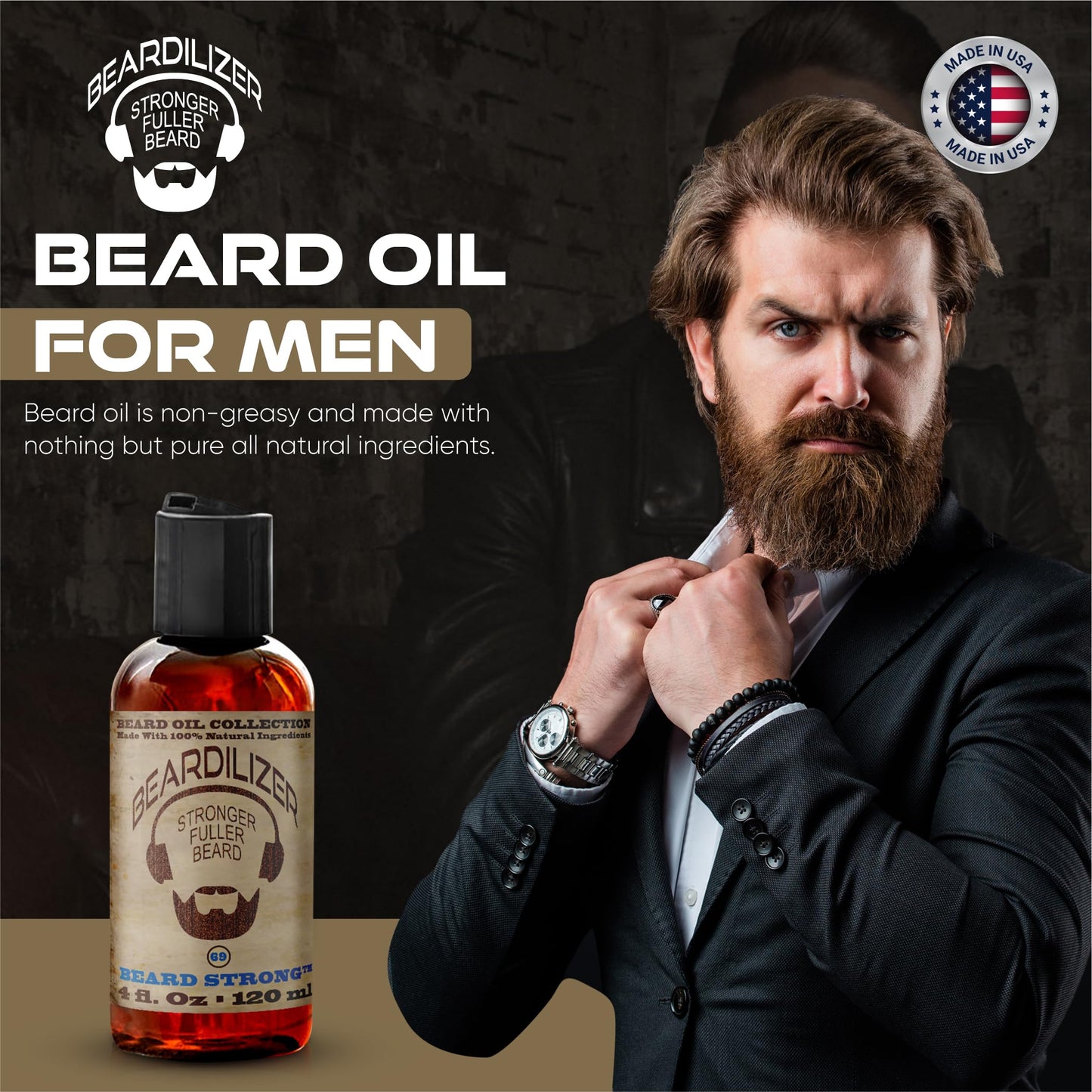 Beardilizer ® Beard Oil Collection - #18 Citrus Blast 4 Oz - Made with 100% Natural Ingredients