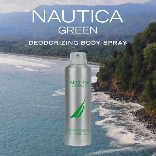 Nautica Deodorizing Body Spray for Men - Woody Fougere Fragrance with Ginger & Vetiver | 6.0oz