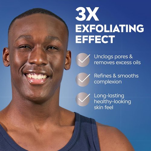 NIVEA MEN Deep Clean Face Wash - Exfoliating Charcoal Formula for Oily Skin | 2.5 Fl Oz Tube, Pack of 3