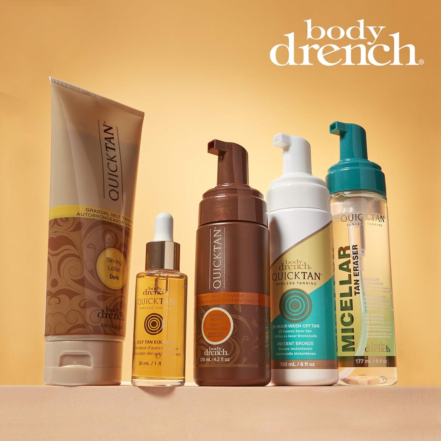 Body Drench QuickTan Instant Self Tanner - Streak-Free Bronzing Spray for Medium/Dark Tan, 6 oz