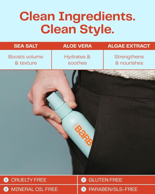 Barb Sea Salt Spray for Hair - Texturizing Beach Waves with Soft Matte Finish - Fragrance-Free, 4 oz
