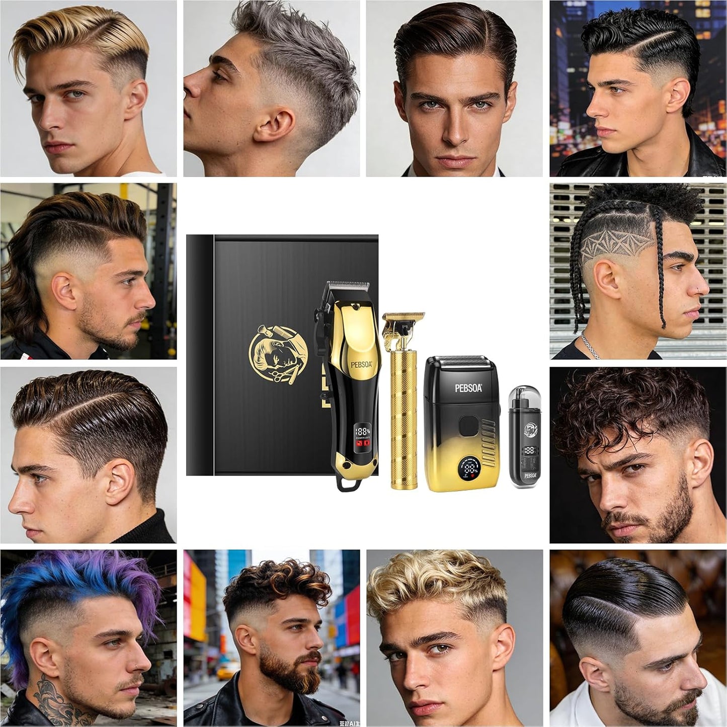 Skiennix Hair Clippers for Men - Cordless Grooming Set with LED Display & 4 Essential Tools