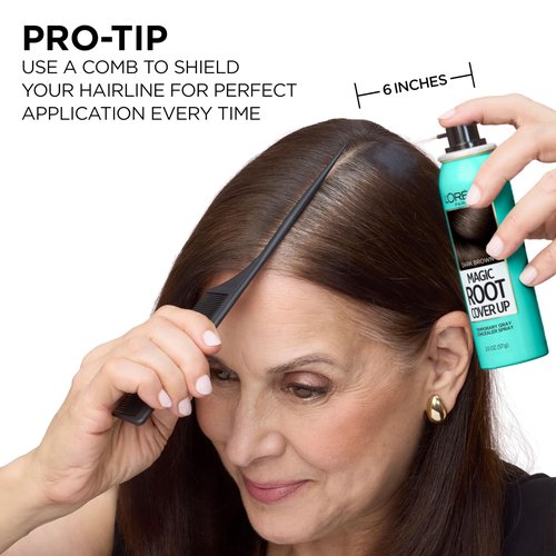 L'Oreal Paris Root Cover Up Temporary Gray Concealer Spray, Hair Color Spray with Filling & Thickening Coverage, Dark Brown, Packaging May Vary