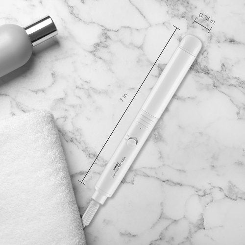 Conair Travel Flat Iron, Portable Hair Straightener, Mini 1/2 Inch Ceramic Flat Iron with Storage in White by Travel Smart