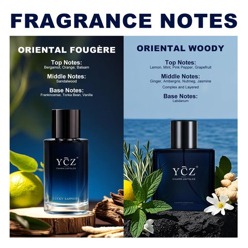 Ycz Eau de Parfum Ocean Savage Perfume Set, 1.7oz(50ml) Woody Citrus Scent and Sweet Flower Fruit Men Perfume, Highquality Long Lasting, Sleek Bottle Design, Christmas Gifts Ideal