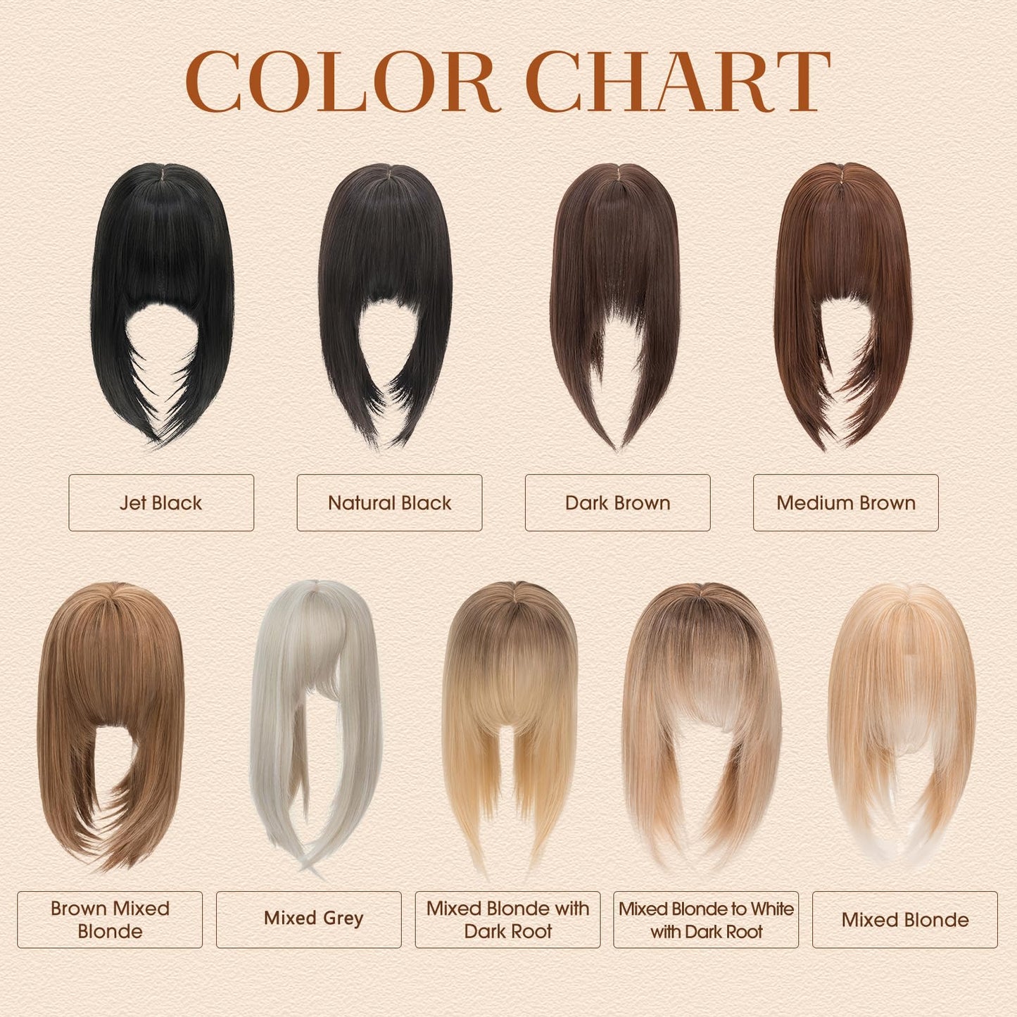 Benehair 14 Inch Hair Toppers for Women 6"x6" Lace Base Clip in Synthetic Hairpieces Wiglets with Bangs Long Straight Hair Topper with Thinning Hair 120g Dark Brown