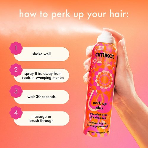 Amika Perk Up Plus Extended Clean Dry Shampoo - Lightweight & Buildable Formula | Invisible Finish for All Hair Types