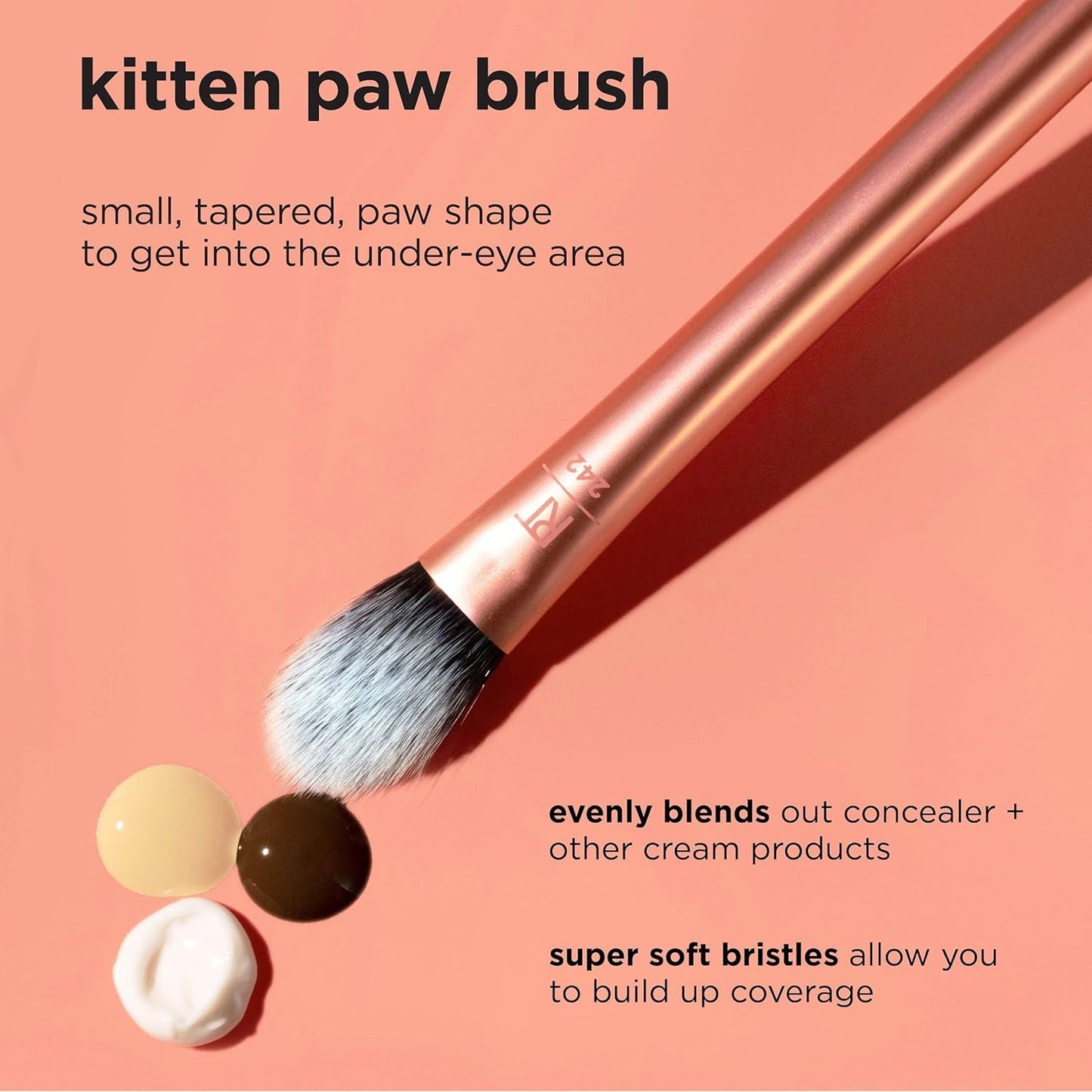 Real Techniques Expert Concealer Brush, Conceal Under Eyes & Cover Blemishes, Makeup Brush For Blending Liquid & Cream Concealer, Brighten Dark Circles, Cruelty-Free, Soft Bristles, 1 Count