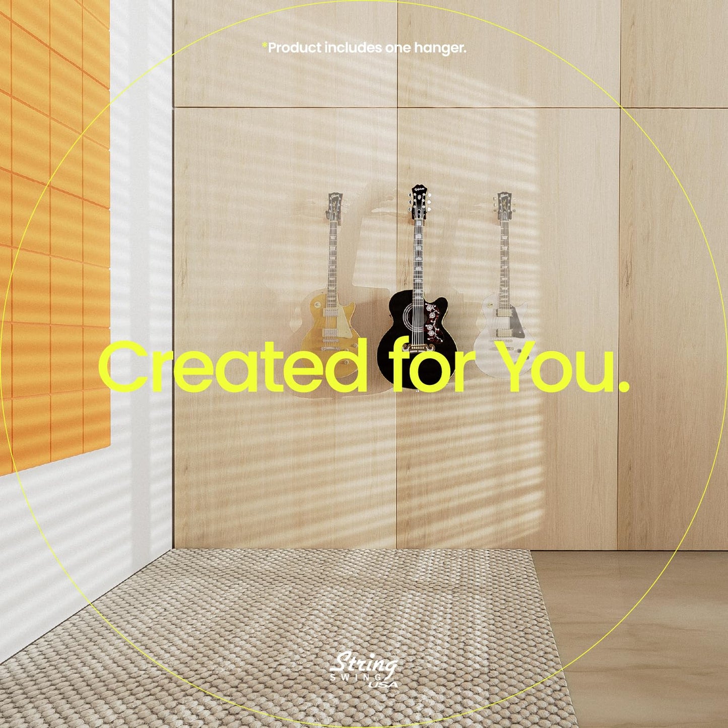 String Swing CC01K-BW Guitar Hanger and Guitar Wall Mount Bracket Holder for Acoustic and Electric Guitars Black Walnut