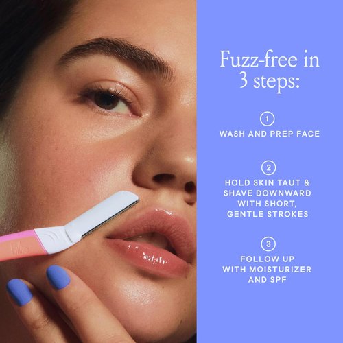 Billie Dermaplane Starter Kit - Reusable Handle & 3 Refill Blades - Remove Facial Hair & Shape Brows - Malibu