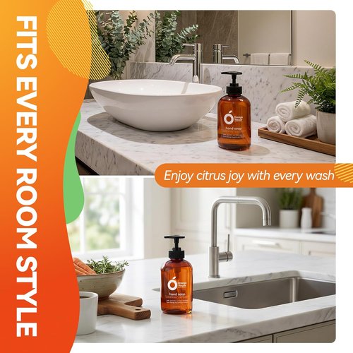 Orange House Natural Liquid Hand Soap - Moisturizing Formula with Food-Grade Orange Oil | 12 Fl Oz