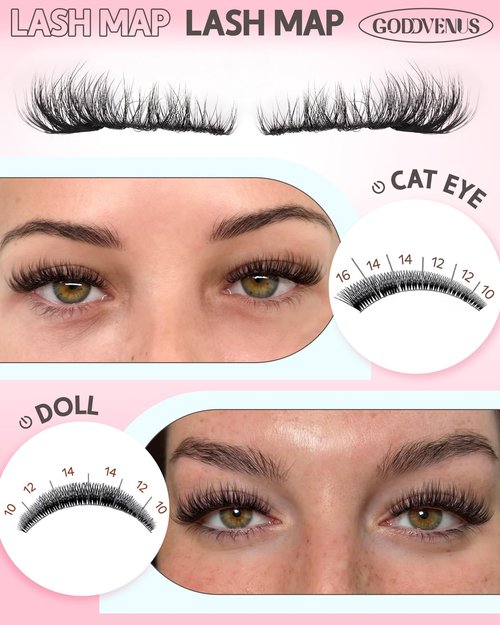 Goddvenus Wispy Lash Clusters Natural Eyelashes Cluster Fluffy Lashes Clusters CD Curl Cluster Eyelash Extensions DIY Individual Lashes Extension (10-16mm 132pcs)