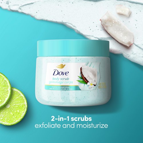 Dove Moisturizing Body Scrub – Coconut & Lime, pH‑Balanced Whipped Texture, Skin‑Renewing Exfoliator, 15 oz