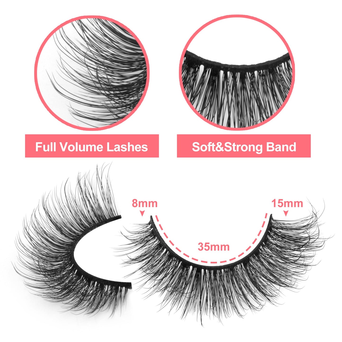 Natural Eyelashes 15mm Fake Lashes Cat Eye Mink Lashes Fluffy Volume Wispy Eyelashes Pack 16 Pairs by Zegaine