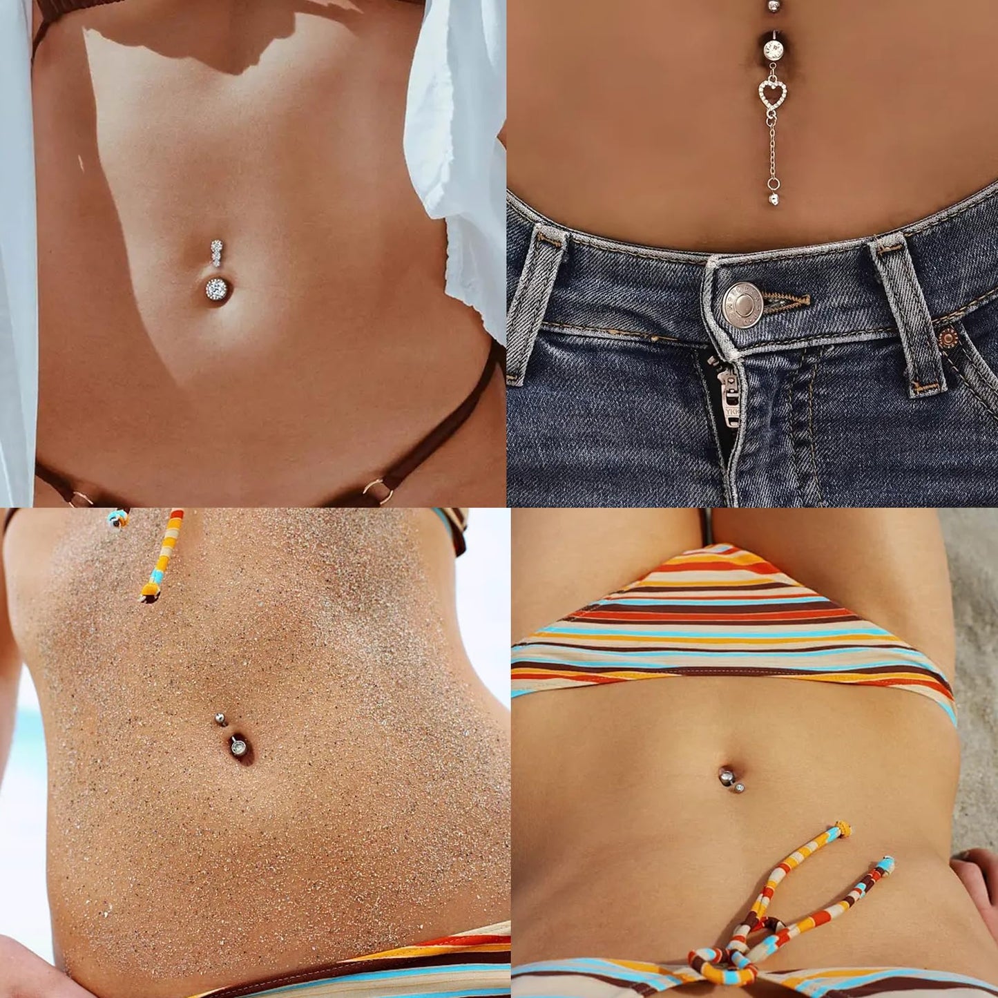 Vessantara Belly Button Piercing Kit Piercing Needles Navel Piercing Kits 10 PCS at Home Belly Piercing Kit Self Piercing Gun Belly Button Ring