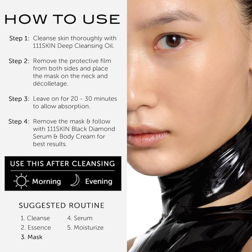111SKIN Black Diamond Neck Mask - Lifting & Firming Hydrogel for Fine Lines & Sagging Skin | 5 Sheets (1.45 fl oz Each)