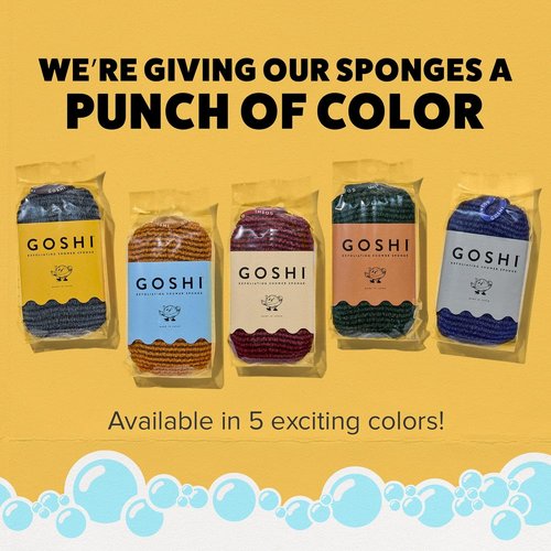 GOSHI Exfoliating Shower Sponge - Rip-Resistant & Rapid-Drying Bath Sponge for All Skin Types - Indigo Blue