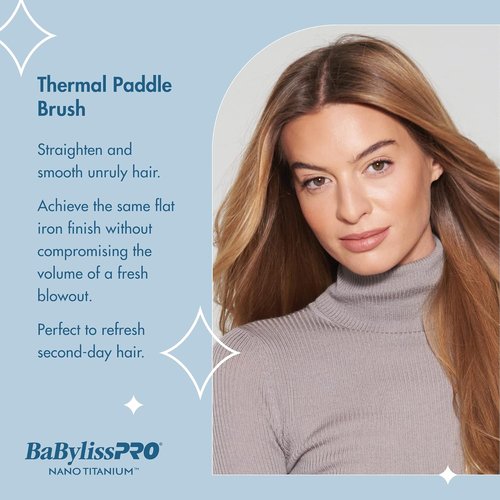 BaBylissPRO Nano Titanium Thermal Paddle Brush - Professional Hair Styling Tool | Durable & Lightweight