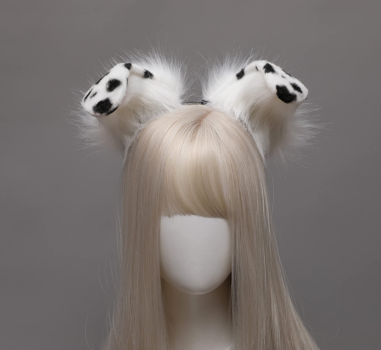 Fxaelian Comic Anime Big Dalmatian Spotted Dog Puppy Doggy Ears Headband Hairhoop Halloween Cosplay Costume Party Headpiece Headress Hairband Hair Hoop Headwear Hair Accessories Spots