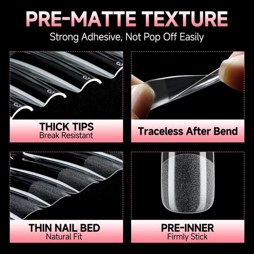 UNA GELLA Nail Tips Square XXL Long: Full Cover Pre-file Square Straignt Gel Nail Tips No C Curve for DIY Press On Nails 216PCS, 12 Sizes Gel Nail Extensions Art Salon