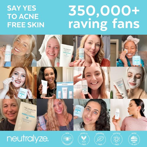Neutralyze Acne Treatment Kit 2.0 - Maximum Strength 3-Step System with 2% Salicylic Acid & Mandelic Acid | Includes Face Wash, Clearing Serum & Synergyzer