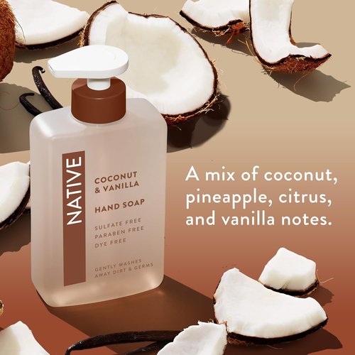 Native Liquid Hand Soap - Coconut & Vanilla Scent | Non-Drying Formula for Soft Hands - 13 oz Bottle