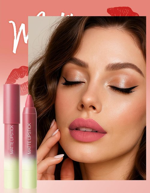 Erinde Matte Lipstick Crayon Set - 4 Long-Lasting Waterproof Velvet Shades | Vegan & Cruelty-Free
