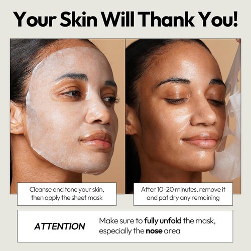 LAPCOS Honey Sheet Mask - Hydrating Daily Face Mask with Hyaluronic Acid | 5-Pack for Dry Skin