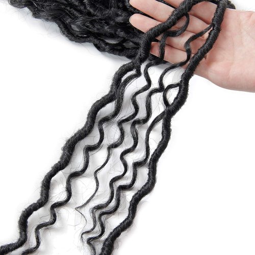 Goddess Locs Crochet Hair 18Inch Boho Faux Locs With Curly Ends River Hippie Loc Crochet Hair Pre Looped Bohemian Crochet Braids for Black Women 4Packs(1B, 18inch)