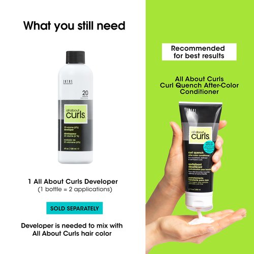 All About Curls 8N Golden Swirl Permanent Hair Color (Prep + Protect Serum & Hair Dye for Curly Hair) - 100% Grey Coverage, Nourished & Radiant Curls