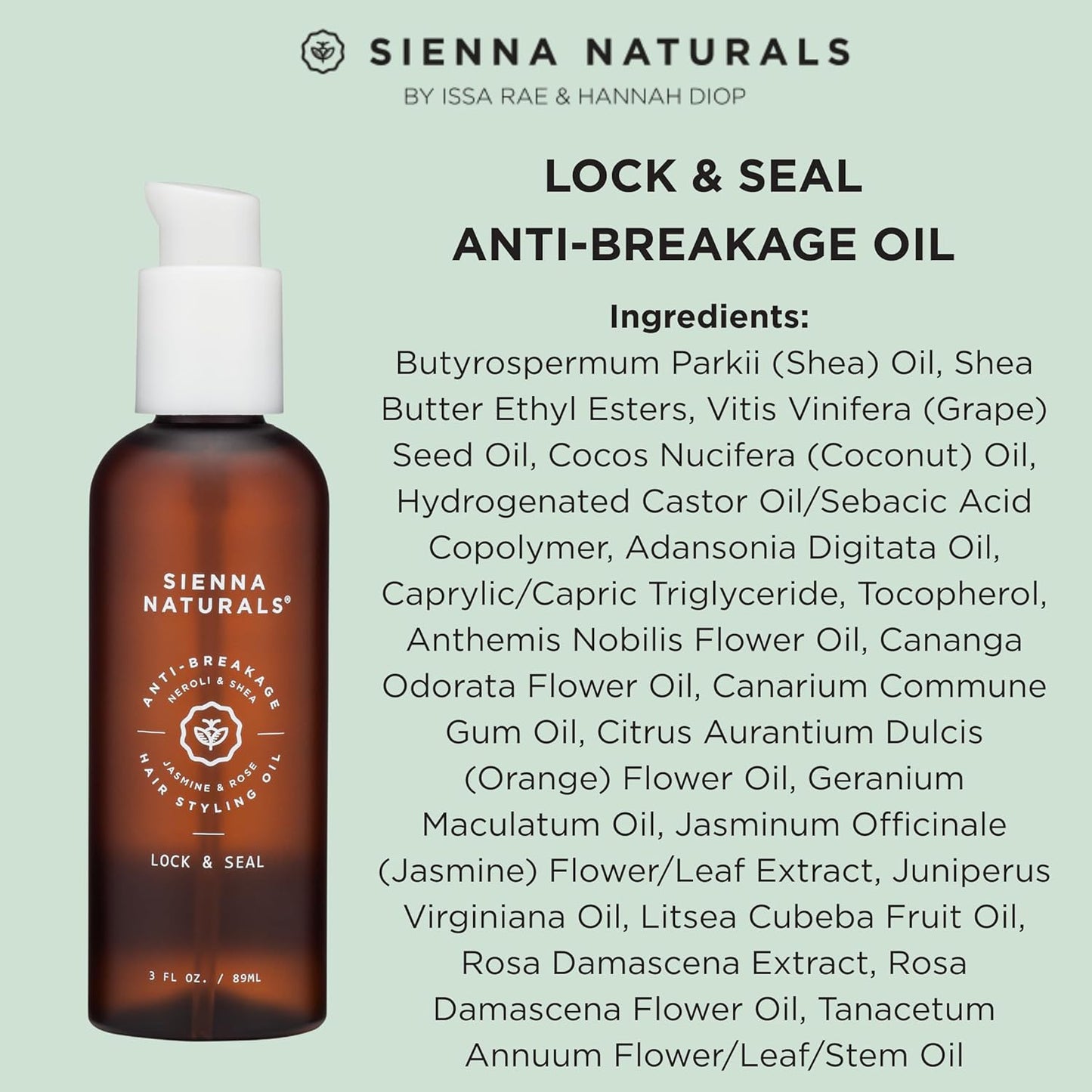 Sienna Naturals - Lock & Seal Oil - Lightweight Hydrating Hair Oil for Moisture & Repair | 3oz