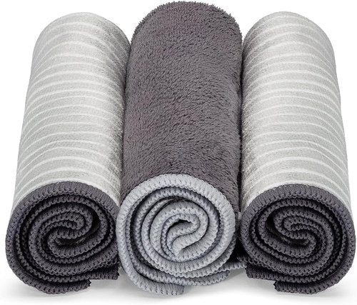 Full Circle Renew Collection - All-Purpose Recycled Microfiber Cloths | Set of 3, Stripes Print