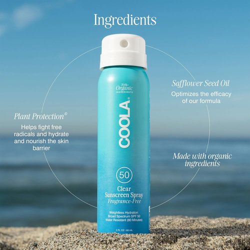 COOLA Organic Sunscreen SPF 50 - Dermatologist Tested Sunblock Spray for Daily Protection | Vegan & Gluten Free
