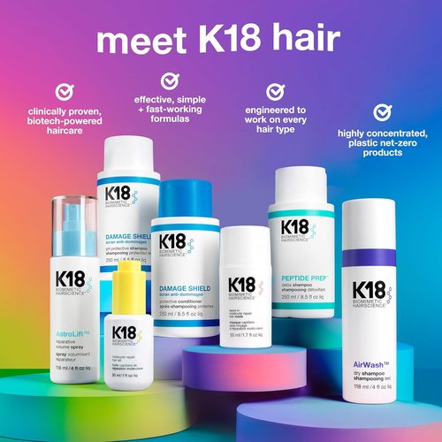 K18 AirWash™ Dry Shampoo - Non-Aerosol Formula for Balanced Scalp & Oil Control