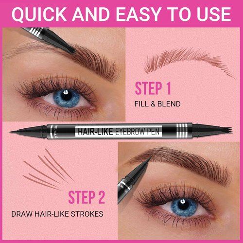 iMethod Eyebrow Pen - 2-in-1 Eyebrow Pencil with 4-Fork Tip & Brush Tip for Natural Brows | Light Brown