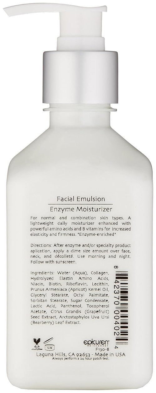 Epicuren Discovery Facial Emulsion - Hydrating Enzyme Moisturizer for Radiant Skin | 4 oz