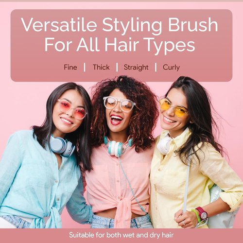 Lily England Vented Hair Brush - Easy Detangling for Fine, Thick, Curly Hair | Non-Slip Gel Handle, Rose Gold